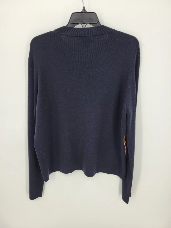 Suéter Cárdigan Worth New York Azul Marino Seda Frontal Ecuestre Abotonado Diseñador Foto 2 de 4