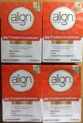 4 P&G ALIGN PROBIOTIC 24/7 DIGESTIVE GUT HEALTH SUPPLEMENT 42 28 & 14 X2 98 CAPS