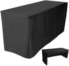 CO 8' Fitted Tablecloth Table Cover Trade Show Event Open Back Side - 3 Sided Bl