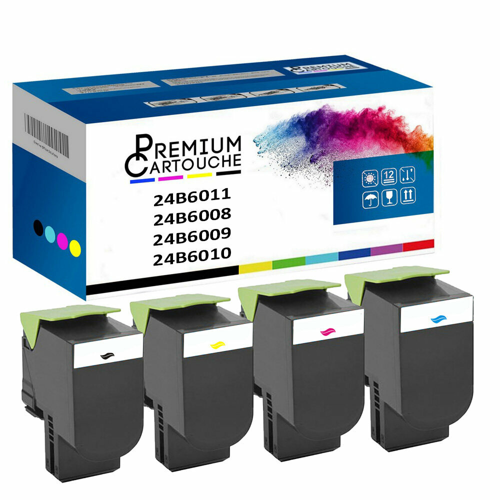 Cartouche 24B6011 toner compatible Lexmark résolvant les pannes d'encre du kit 4 couleurs