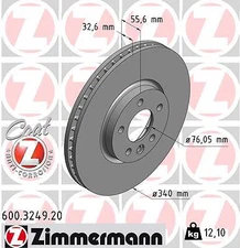 2x Zimmermann Brake Disc COAT Z 600.3249.20