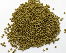 Vintage Matte Green Gold TOHO Japan Glass Seed Beads 26g Sz 10/0 BB90-121