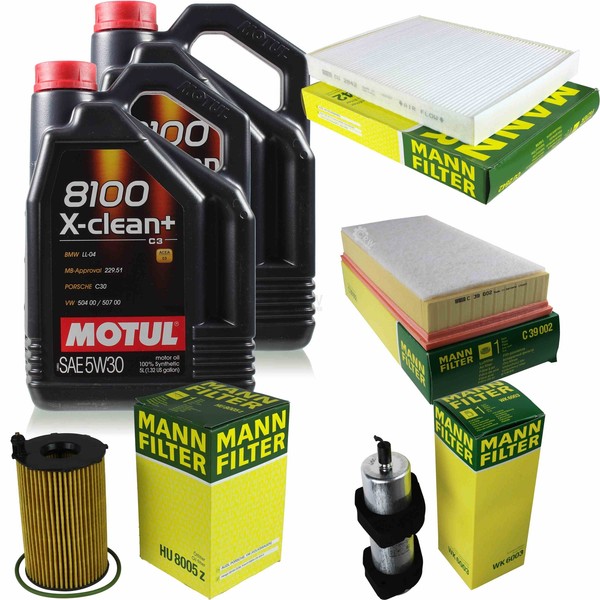 MANN-FILTER Inspektionspaket 10L Motul 5W-30 8100 X-Clean+ FüR Audi Q7 3.0 Tdi-image