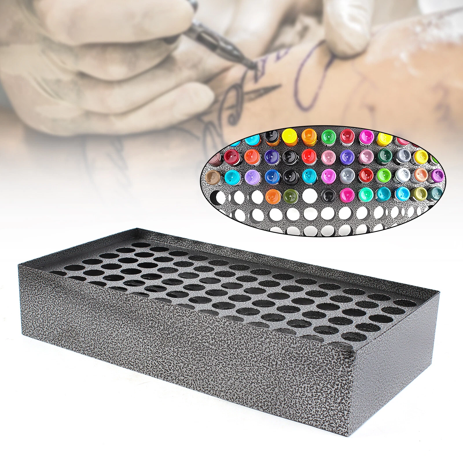78-Holes Tattoo Ink Rack Wall Mounted Ink Bottle Display Holder Stand Organizer - product detail image 5