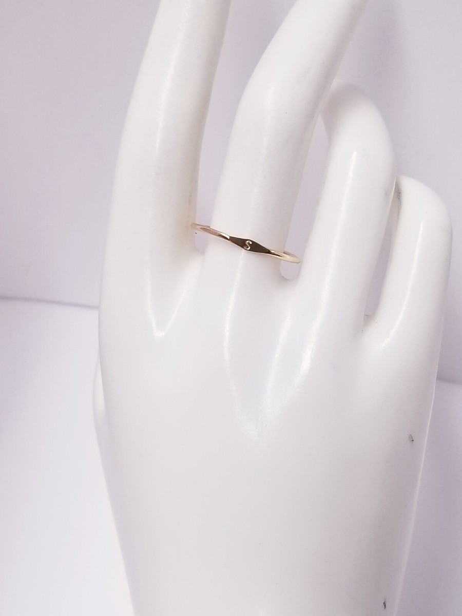 Lumin Tiny Initial Ring, Gold Fill - S View 2