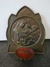 16805/ Alter Weihwasserkessel Bronze signiert DL  HxB ca. 15 x 12,5 cm