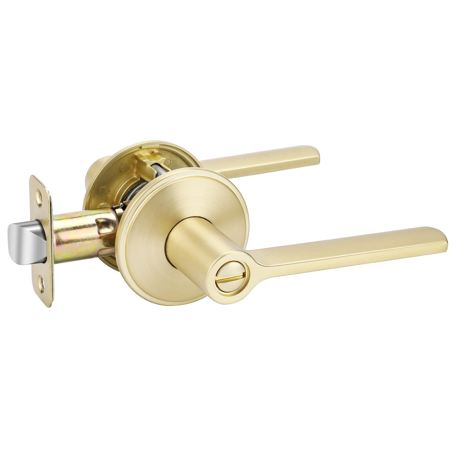 Brushed Gold Door Handles Privacy Door Lever Brass Brushed Brass Door Lever G...-image
