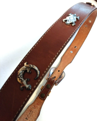 Vintage Silver Creek Western Leather Belt Southwestern Conchos Sz 32 Desert Silver Creek Leather Belt Southwest Conchos 32 Western  main image 3