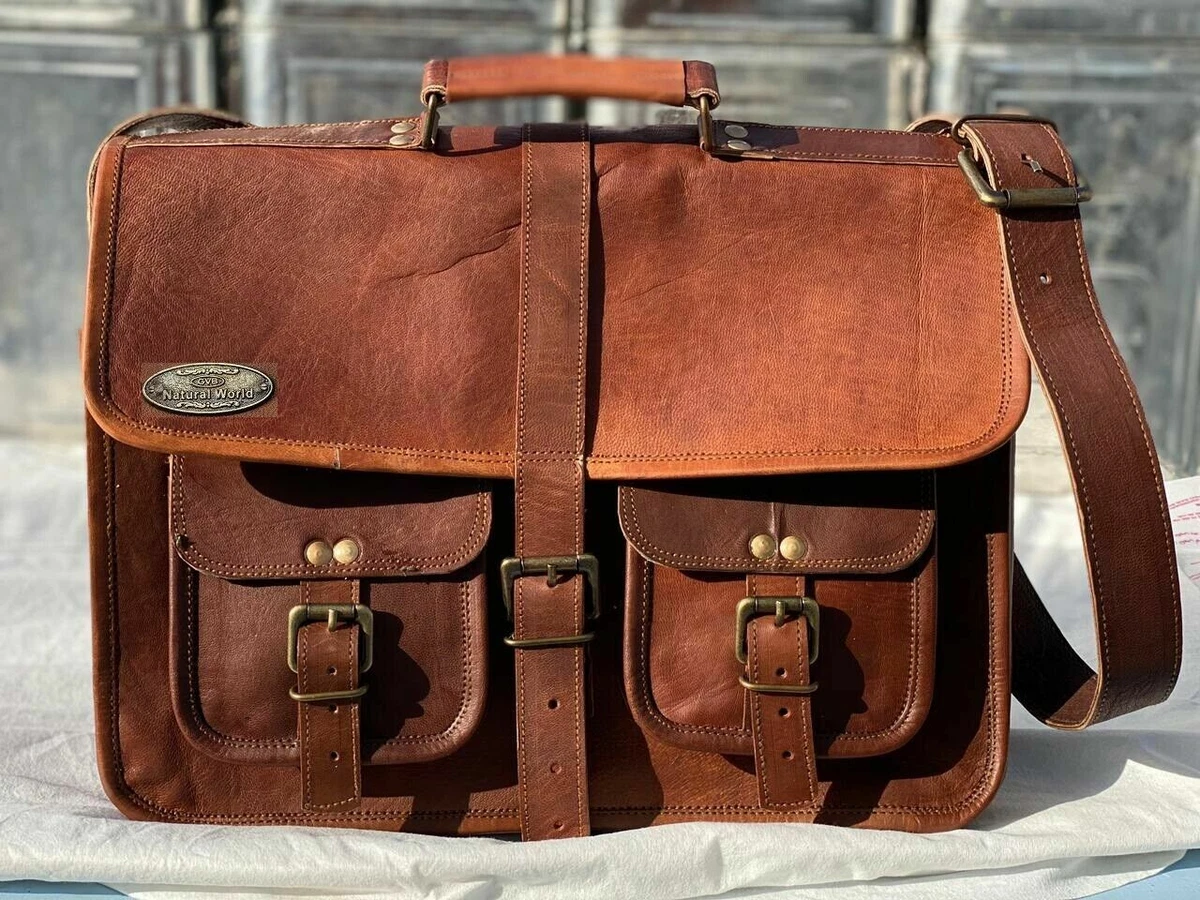 Vintage Leather Messenger Bag Shoulder Laptop Bag Briefcase GVB Men s Buffalo