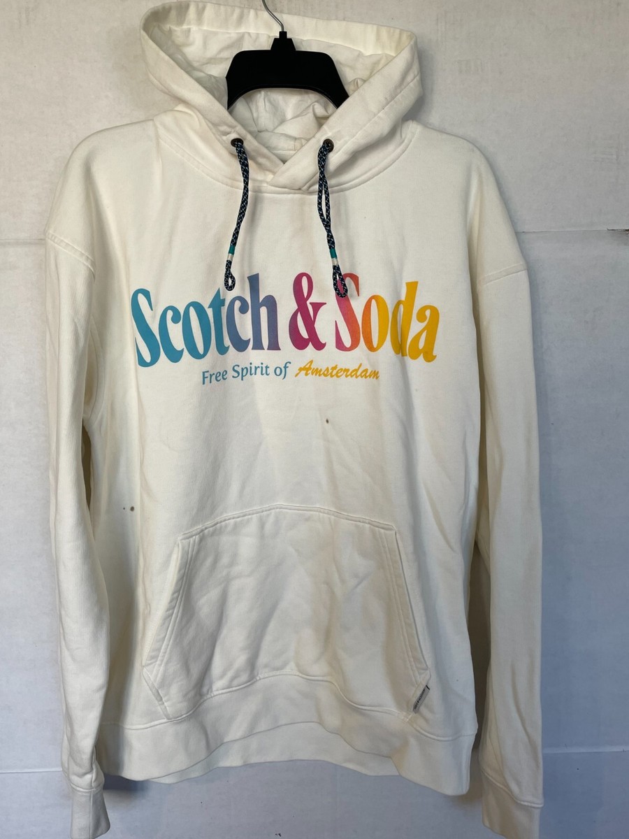 SCOTCH & SODA HOODIE SWEATSHIRT MENS SIZE L LARGE WHITE