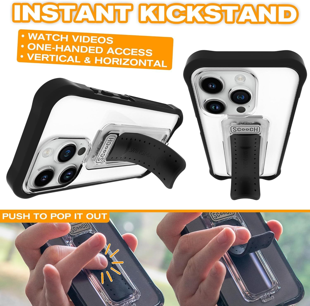 Scooch iPhone 15 Pro Case with Stand Wingman 5-in-1 Compatible