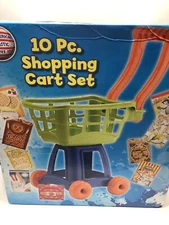 American Plastics Toys 10 pc shopping cart set kids play toys