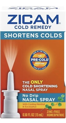 Zicam Cold Remedy No Drip Zinc-Free Homeopathic Nasal Spray .5 oz. Exp. 10/25