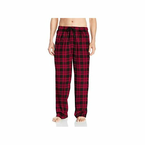 Fruit of the Loom Mens Pajama Sleep Fleece Pants Red Buffalo Plaid