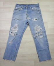 Vintage Levis Red Tab 31x27.5 Thrashed/Distressed 1980s Denim Blue Jeans