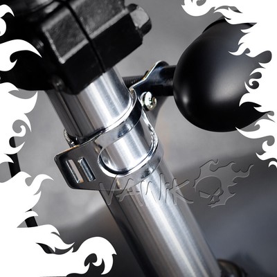 VAWiK indicator bracket fixing clamp-on chrome cast steel 30-39mm fork x2