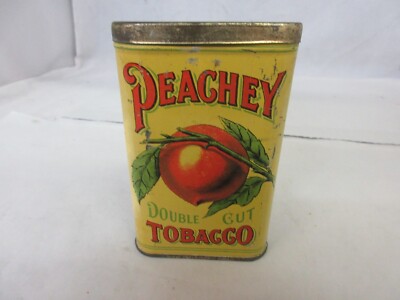VINTAGE ADVERTISING EMPTY PEACHY VERTICAL POCKET TOBACCO TIN D-47