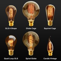 Vintage Industrial Filament Squirrel Cage Antique Style Edison Light Bulbs  