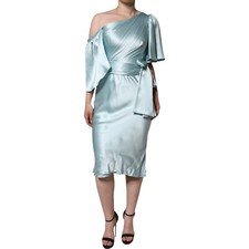 DOLCE & GABBANA Dress Mint Green Silk Fit Cut One Shoulder IT40/US6/S 3500usd