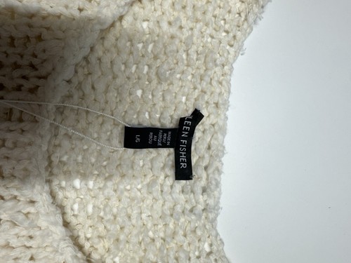 Suéter Tejido Algodón Orgánico Peruano EILEEN FISHER Talla L Marfil Cuello Redondo Nuevo con Etiquetas - Imagen 5 de 8