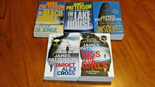 5 JAMES PATTERSON PAPERBACKS, ALL READ ONCE.