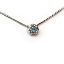 DAVID YURMAN New 8mm Petite Infinity Birthstone 17" Necklace Blue Topaz Diamond