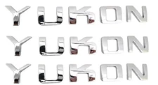 3PC CHROME YUKON REPLACEMENT FOR GMC DOOR EMBLEM TRUNK TAILGATE BADGE NAMEPLATE
