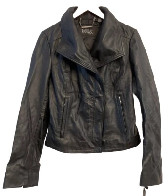Burgundy Leather Badgley Mischka Lamb Leather Biker Jacket