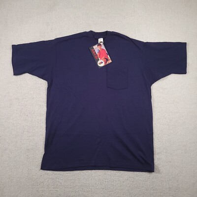 Vintage Fruit of the Loom T Shirt Made in USA Mens XL Navy Blue 
