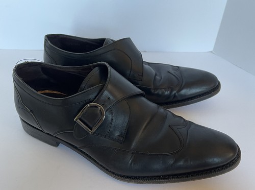 ERMENEGILDO ZEGNA Monje Correa Hebilla Cuero Negro Zapatos Para Hombre Talla 8.5 EU 9.5 EE. UU. - Imagen 3 de 6