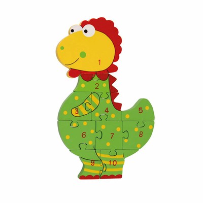 NICI Zahlenpuzzle Dinosaurier Lernspielzeug Spielzeug Orange Tree Toys Holz Bunt