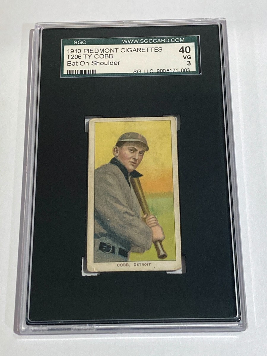 Ty Cobb 1910 T206 Piedmont Cigarettes Bat On Shoulder SGC 40 VG 3 HOF Card 