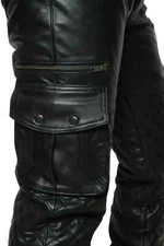 Mens Real Leather Black Pants Cargo Trousers Biker Fit Trousers Motorbike Pants