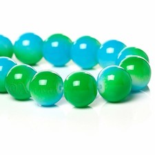 Green And Aqua Wholesale 10mm Round Glass Beads G6698 - 50, 100 Or 200PCs