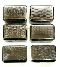 TOBACCO TIN WITH PAPER HOLDER BLACK AND CHROME OPTIONS