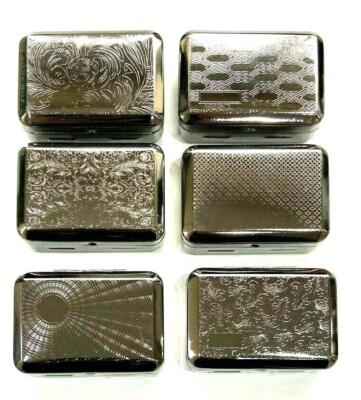 chrome tobacco tin TOBACCO TIN WITH PAPER HOLDER BLACK AND CHROME OPTIONS