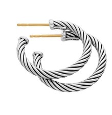 David Yurman 925 Sterling Silver 1" Inch Classic Cable  Hoop Earrings Brand New