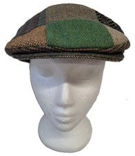 PEAKED CAP HANNA HATS IRELAND PATCHWORK TWEED HAND CRAFTED Size Medium