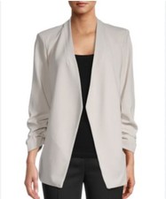 Philosophy Republic Clothing S/PM Open Front Blazer Jacket Ruched 3/4 Sleeve