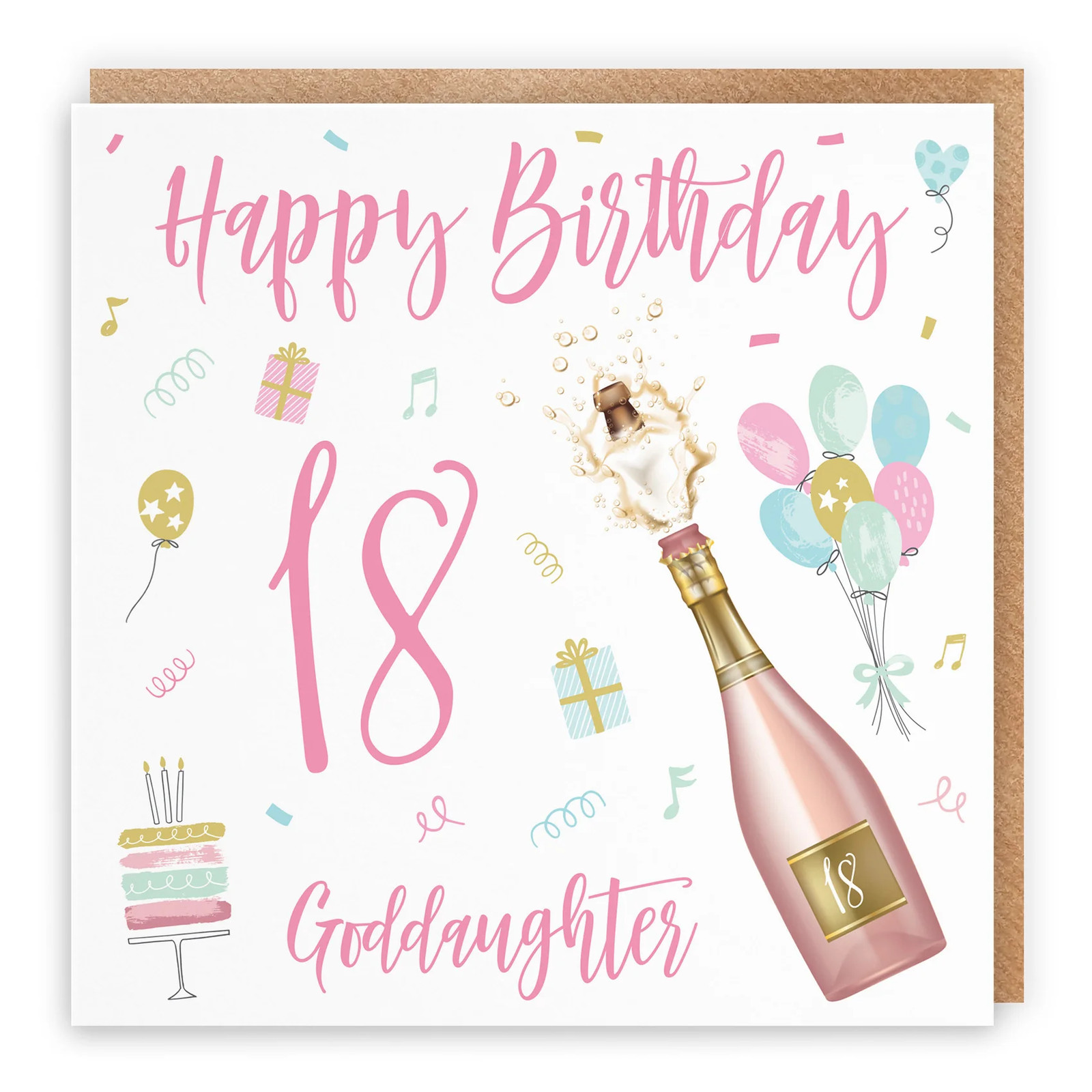 18th Goddaughter Birthday Card Champagne