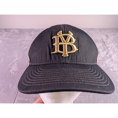Pacific Headwear D-Series 405 Trucker Hat Black Gold BY Logo Mesh Cap SM-MED