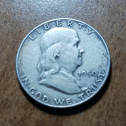 Franklin Half Dollar 1950 Silver Circulated US Coin 50C Philadelphia Uncertified