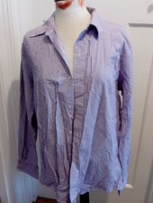 Mens Hamden Size 16.5" Purple White Striped Dress Formal Shirt