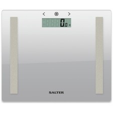Salter Body Analyser Bathroom Scales Glass Digital BMI Body Fat Silver