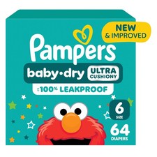 Pampers Baby Dry Size 6 Diapers 64 Count Absorbent Disposable Infant overnight
