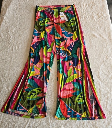TRINA TURK Multicolor Rainforest Swim Coverup Pants Size Medium NWT Silky! - Picture 2 of 15