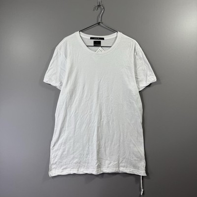 NWT Ksubi Shirt Mens Large White Longline Drawstring Hem Logo Cotton Casual Tee