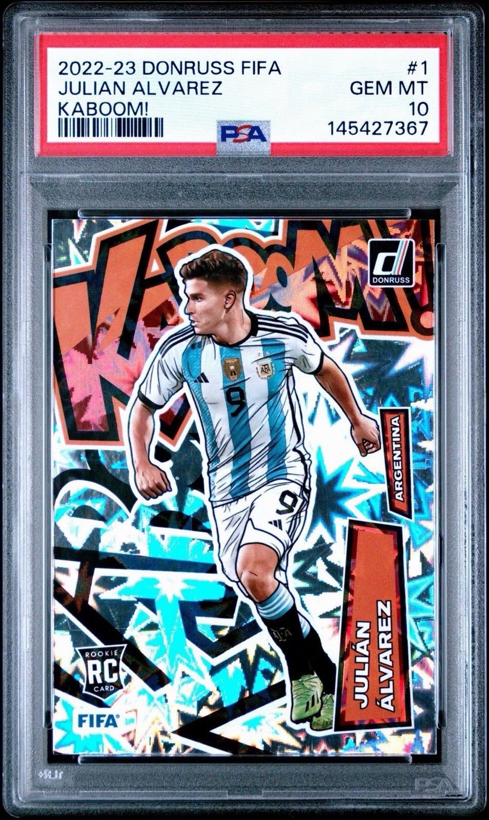 2022 PANINI DONRUSS FIFA KABOOM! #1 JULIAN ALVAREZ PSA 10 ROOKIE RC ARGENTINA
