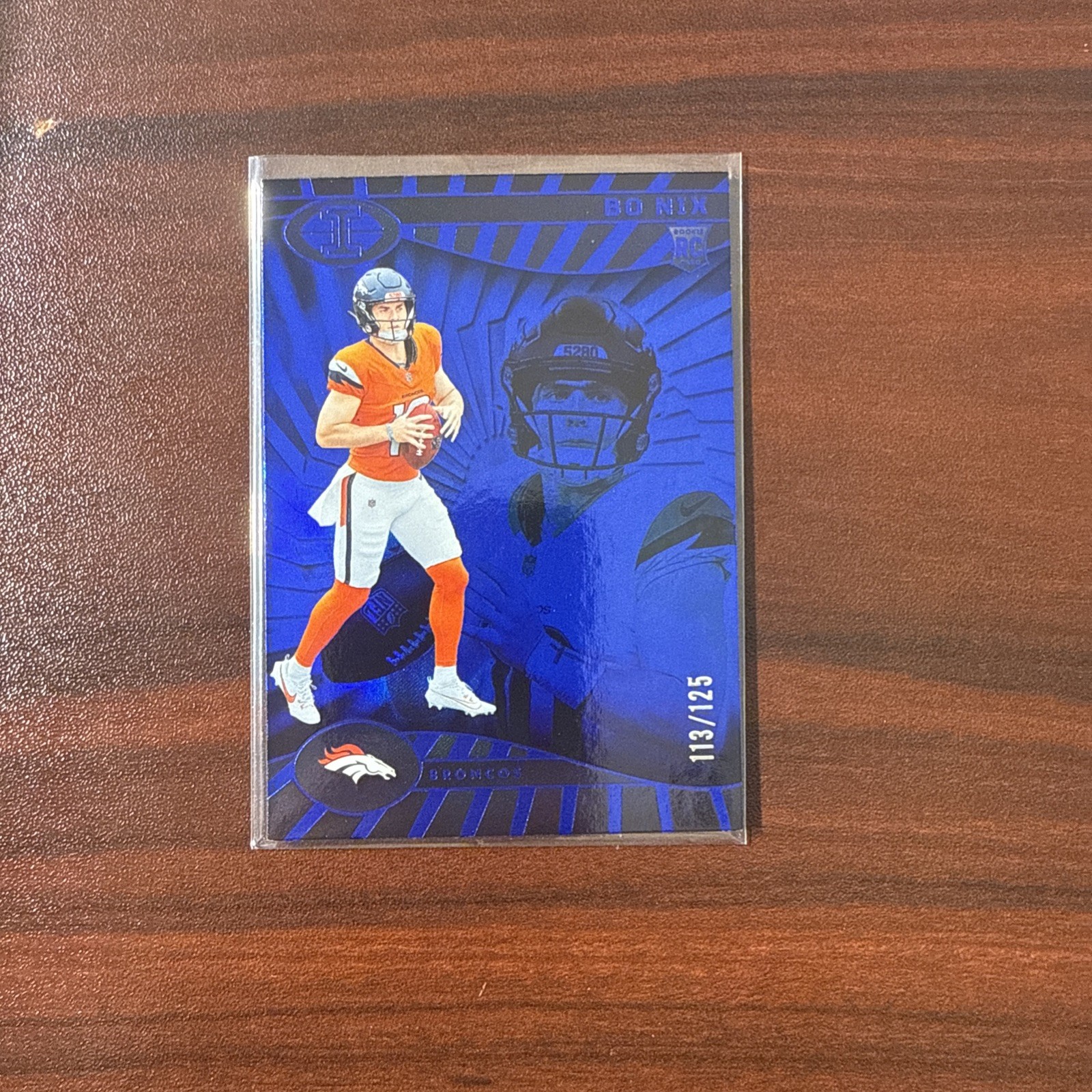 2024 Panini Illusions - Bo Nix #22 Trophy Collection Blue 113/125 Rookie (RC) SP
