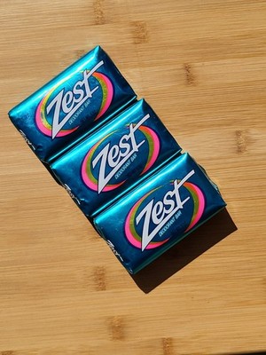 Vintage NOS Zest Deodorant Bar Soap 3 Pack 5oz Each 1988 Procter Gamble